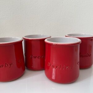 8 red La Fermière earthenware pots